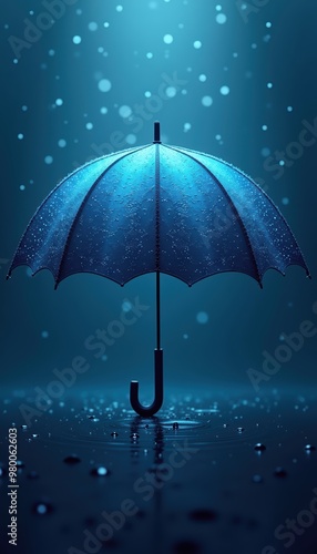 Wallpaper Mural A serene blue umbrella stands alone in the rain, creating a calm and evocative atmosphere perfect for weather-related themes or creative projects. Torontodigital.ca