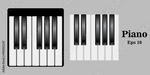 Vector illustration. Musical flat background. Piano key, keyboard. Melody. Instrument. Synthesizer. Eps 10