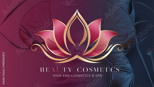 Flower symbol abstract beauty salon cosmetics brand style. Lotus leaves logotype design. Luxury fashion template. Health spa concept. Jpeg illustaration.