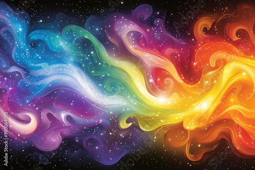 Abstract Cosmic Swirls with Starry Background