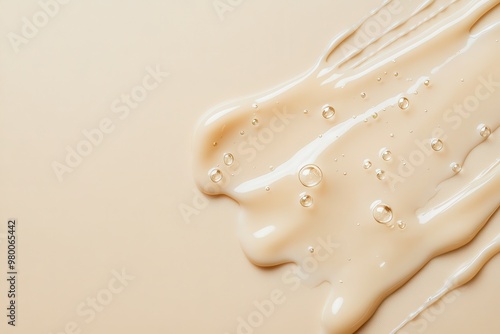 gel serum texture on tan backdrop