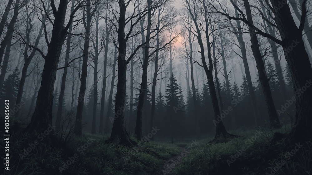 dark forest minimalist illustration eerie scary background dark forest minimalist illustration eerie scary background