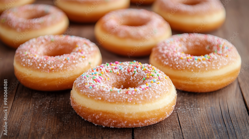 Baked donuts on wood table Baked donuts on wood table