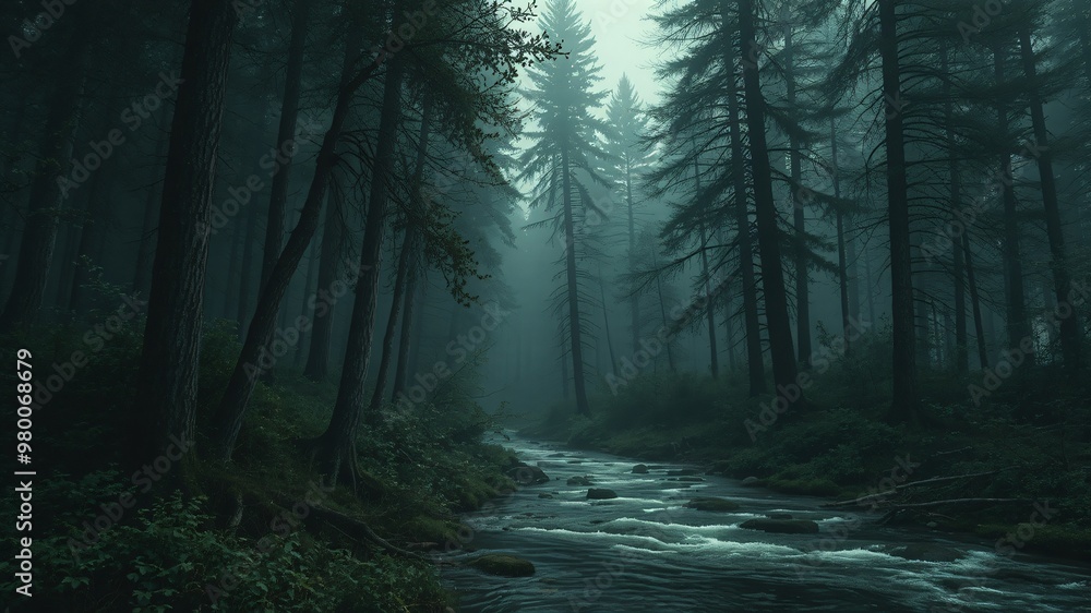 dark forest minimalist illustration eerie scary background dark forest minimalist illustration eerie scary background