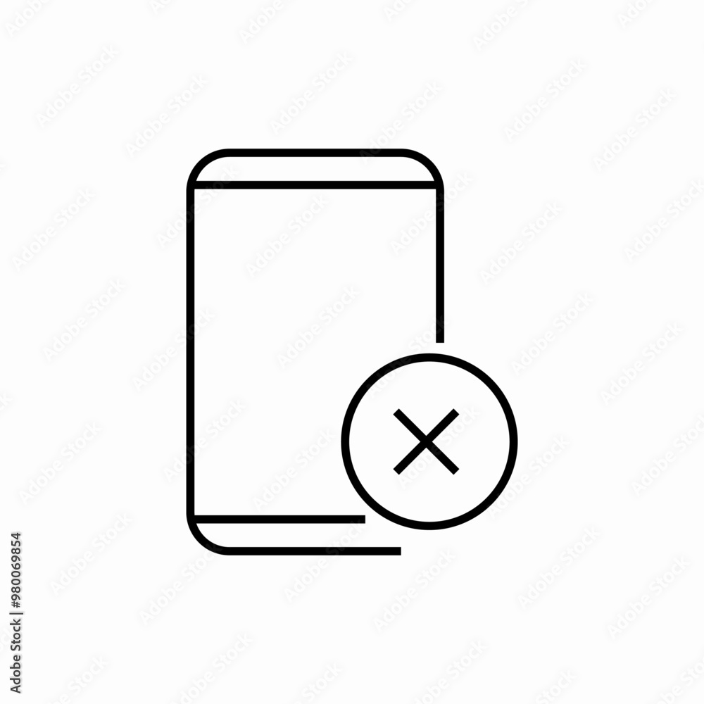 phone delete cross icon sign vector phone delete cross icon sign vector