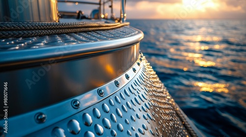 Close-up of a stainless steel tank containing liquid nitrogen, ethereal mist gently rising, the chill of the environment contrasted with soft lighting photo