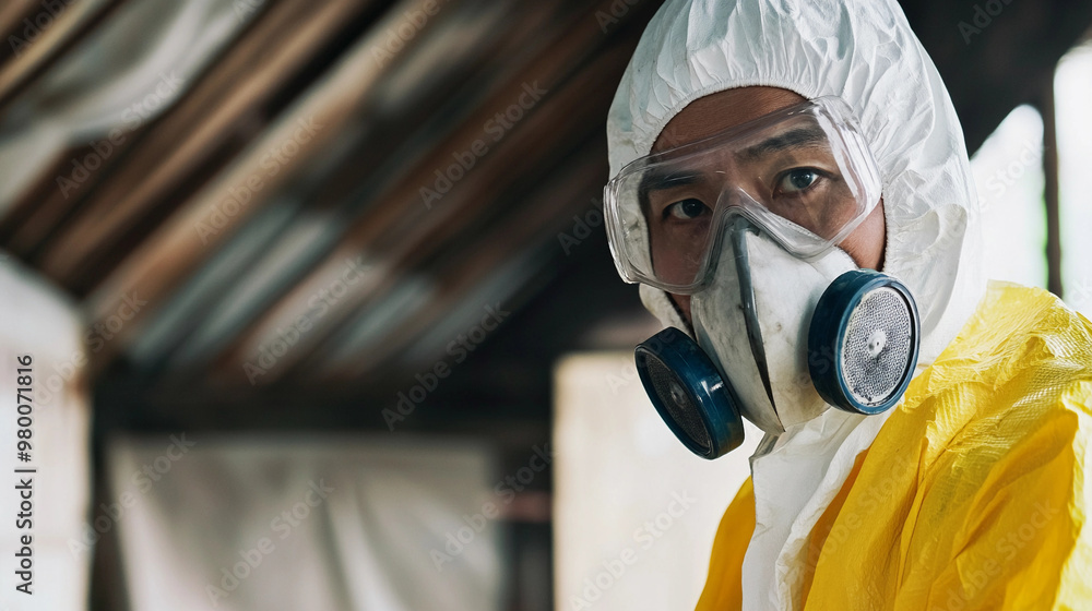 Industrial Worker Exposed to Lead Hazard - A factory worker in full protective gear operates machinery in a hazardous environment with potential lead exposure. Industrial Worker Exposed to Lead Hazard - A factory worker in full protective gear operates machinery in a hazardous environment with potential lead exposure.