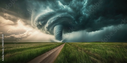 tornado concept - whirlwind weather during natural disaster