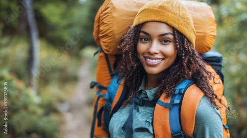 Female Explorer in Nature Landscape
