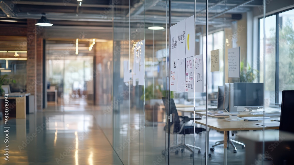 Professional writing ideas on a glass wall in an office Professional writing ideas on a glass wall in an office