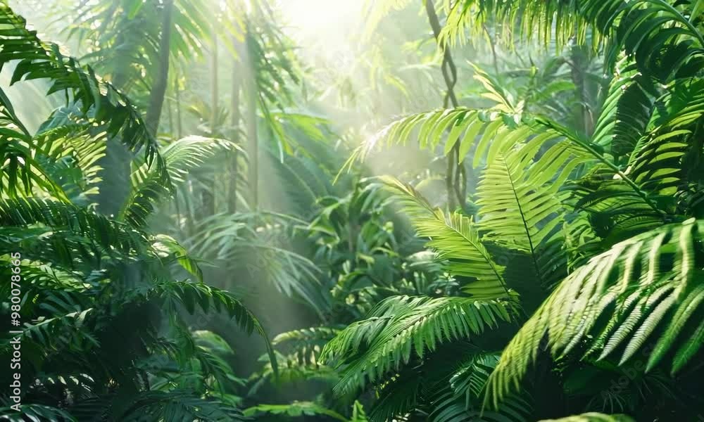 Lush green fern in a tropical forest, Video Lush green fern in a tropical forest, Video