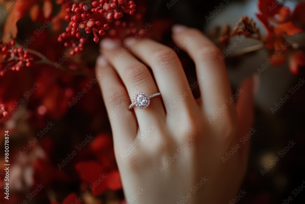 Fototapeta premium Ring of commitment on bride s hand