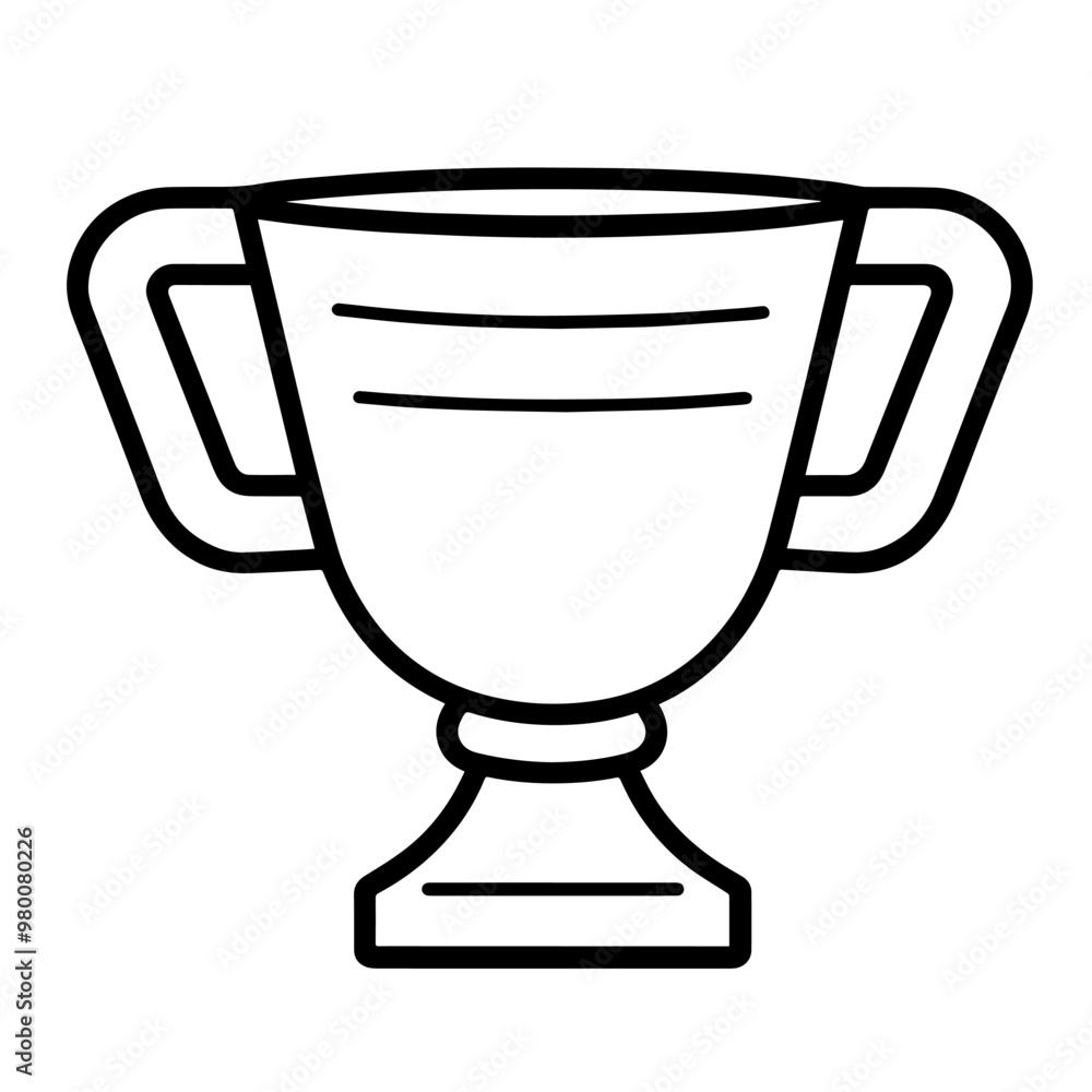 Victorious cup for win outline icon in vector format for achievement designs. Victorious cup for win outline icon in vector format for achievement designs.