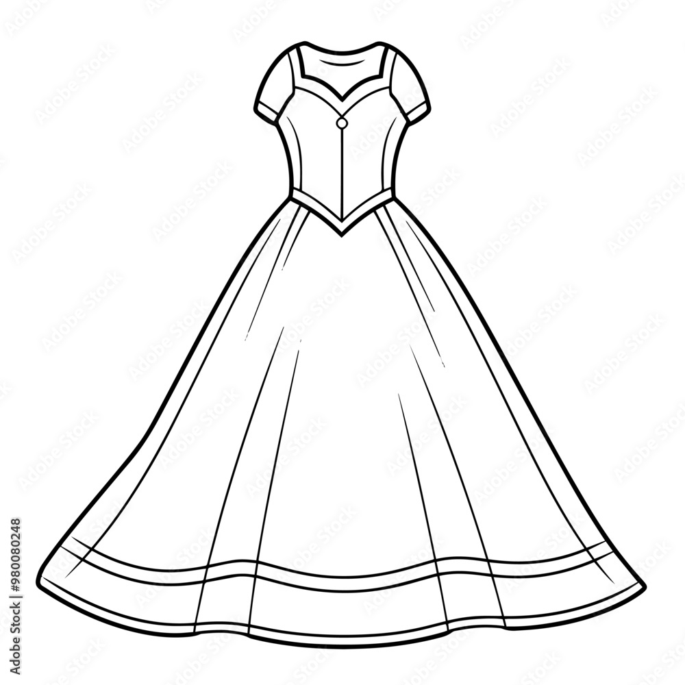 Elegant dress outline icon in vector format for fashion designs. Elegant dress outline icon in vector format for fashion designs.