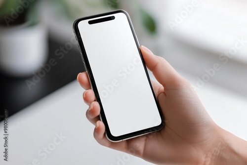 Smartphone mockup with transparent screen and clipping path for business app infographic design