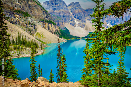 Beautiful Blue Green Lake in Banff National Park