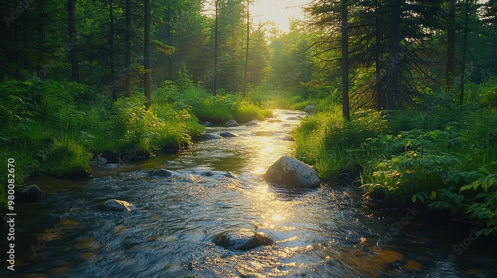 Obraz premium Stream in a Forest