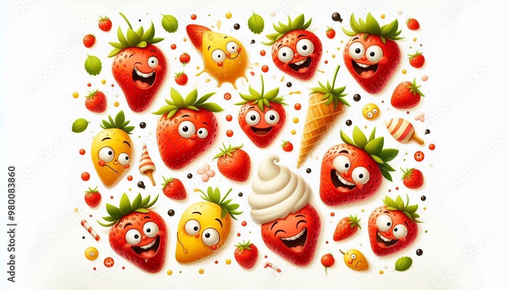 Hintergrund, Wallpaper lustige Erdbeeren Hintergrund, Wallpaper lustige Erdbeeren