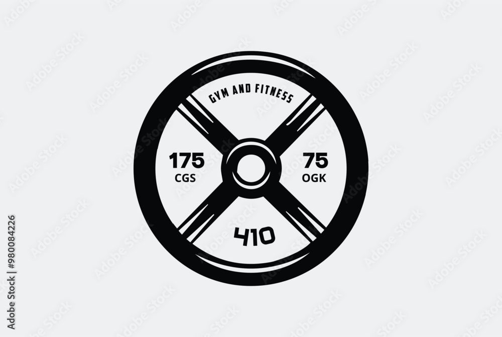 Cross Training and Fitness. Disk weight and barbell. Gym and Fitness logo. Cross Training and Fitness. Disk weight and barbell. Gym and Fitness logo.