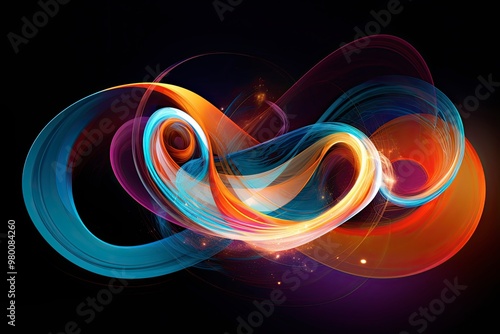 Employ the image as a foundational element in digital artworks, design projects, and visual compositions. The vibrant luminous lines and swirling circles lend a high-tech touch to any creation