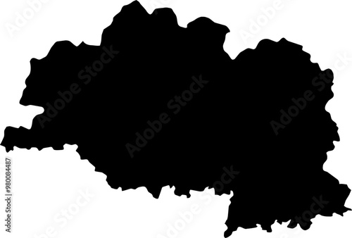 Contour map of the region of Vitebsk, Belarus. Vector graphic illustration on a transparent background with black region borders