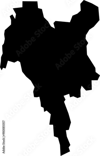 Contour map of the region of Kiev City, Ukraine. Vector graphic illustration on a transparent background with black region borders