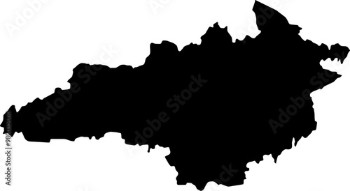 Contour map of the region of Kirovohrad, Ukraine. Vector graphic illustration on a transparent background with black region borders