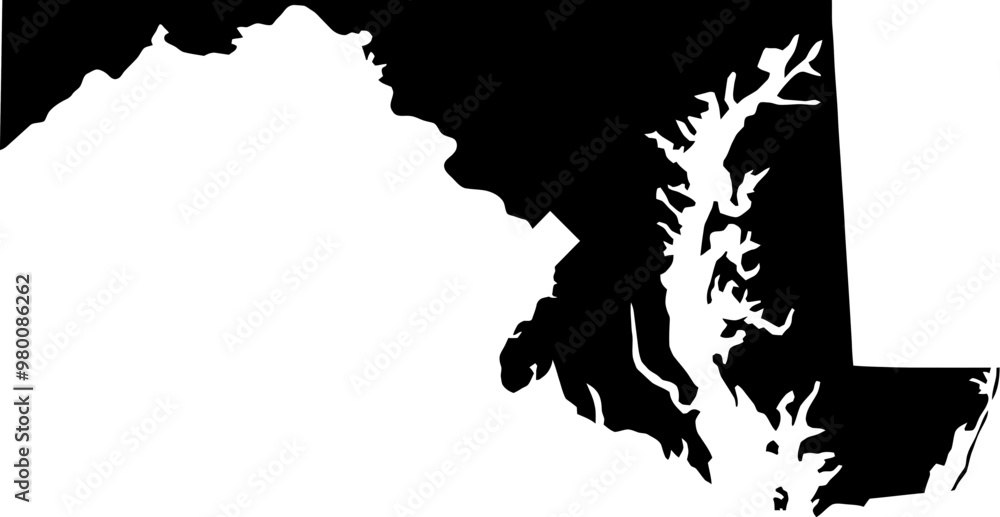 Φωτογραφία Contour map of the state of Maryland, USA