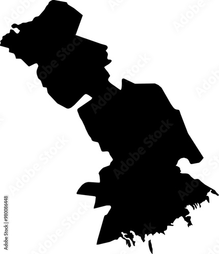 Contour map of the region of Astrakhan', Russia. Vector graphic illustration on a transparent background with black region borders