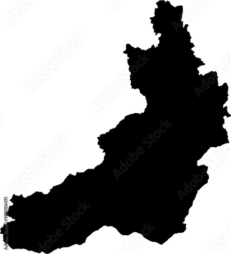 Contour map of the region of Chita, Russia. Vector graphic illustration on a transparent background with black region borders