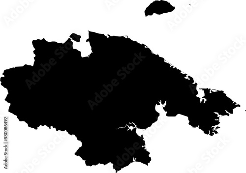 Contour map of the region of Chukchi Autonomous Okrug, Russia. Vector graphic illustration on a transparent background with black region borders