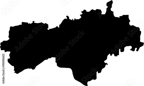 Contour map of the region of Mariy-El, Russia. Vector graphic illustration on a transparent background with black region borders