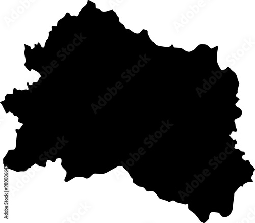 Contour map of the region of Orel, Russia. Vector graphic illustration on a transparent background with black region borders