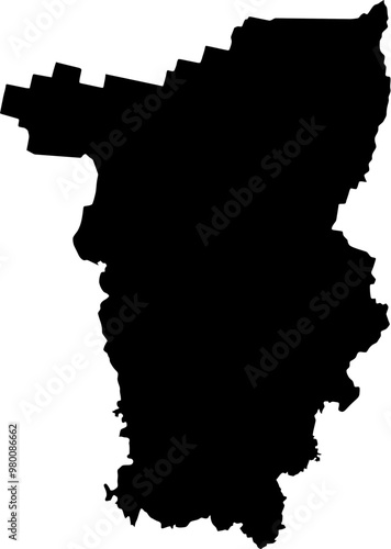 Contour map of the region of Perm', Russia. Vector graphic illustration on a transparent background with black region borders