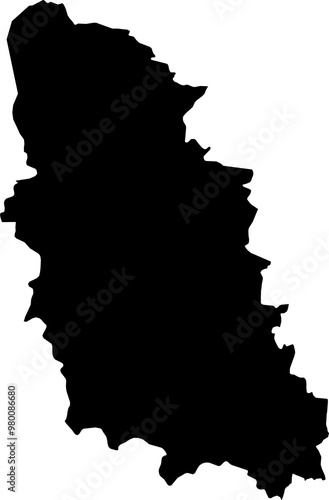 Contour map of the region of Pskov, Russia. Graphic illustration on a transparent background with black region borders photo