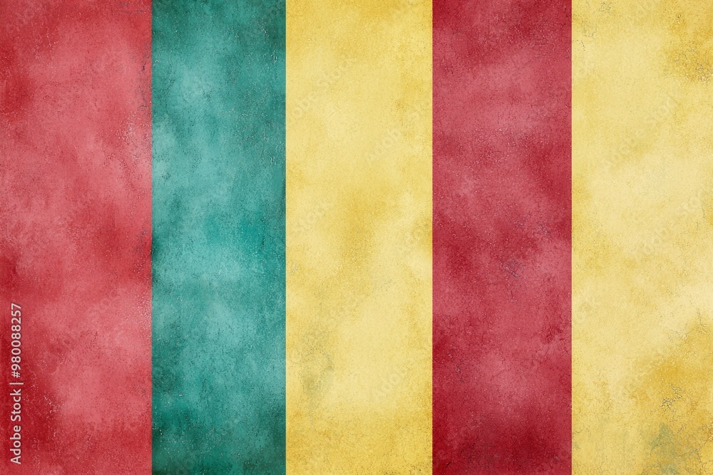 A Grunge-Textured Flag with Red, Yellow, and Green Stripes A Grunge-Textured Flag with Red, Yellow, and Green Stripes