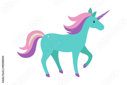 Boho Rainbow Unicorn Vector Illustration - Cute Magical Clipart for Kids, Whimsical Nursery Art