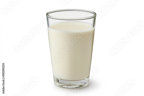 Glass of milk isolated on white background, ai