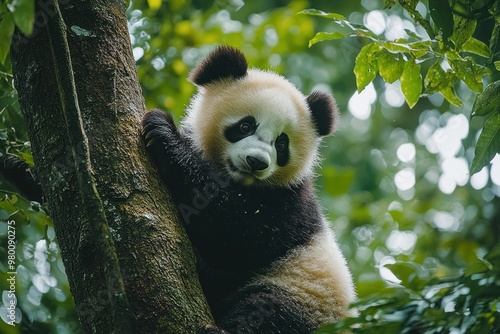 Adorable Panda in a Lush Forest