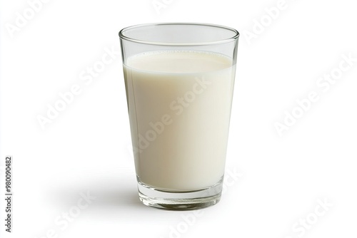 Glass of milk isolated on white background, ai