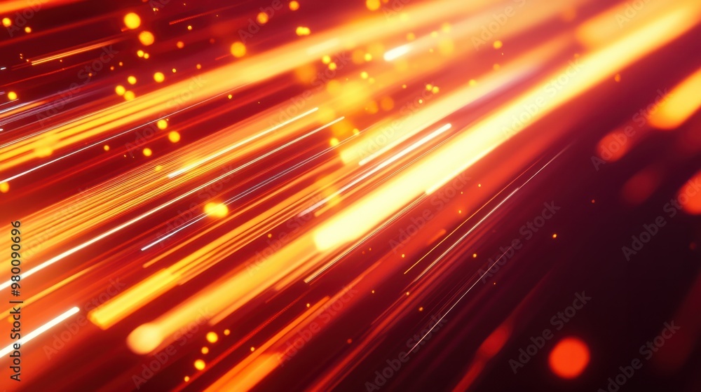 Fototapeta premium A bright neon orange background with diagonal light streaks, adding a modern, tech-inspired touch.