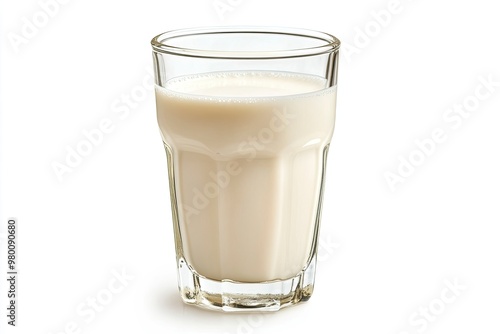 Glass of milk isolated on white background, ai