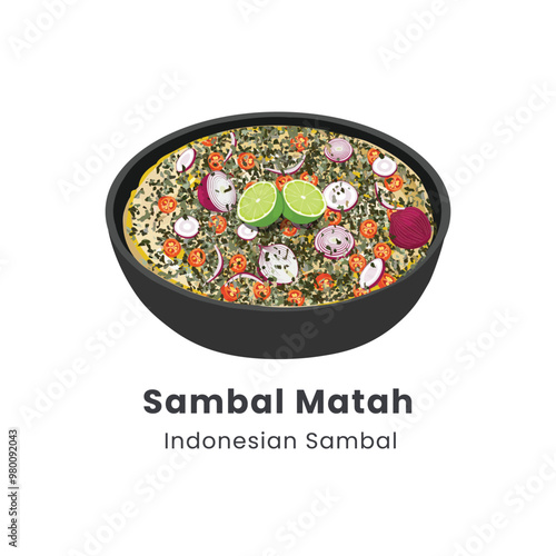 Hand drawn vector illustration of Indonesian Balinese sambal matah photo