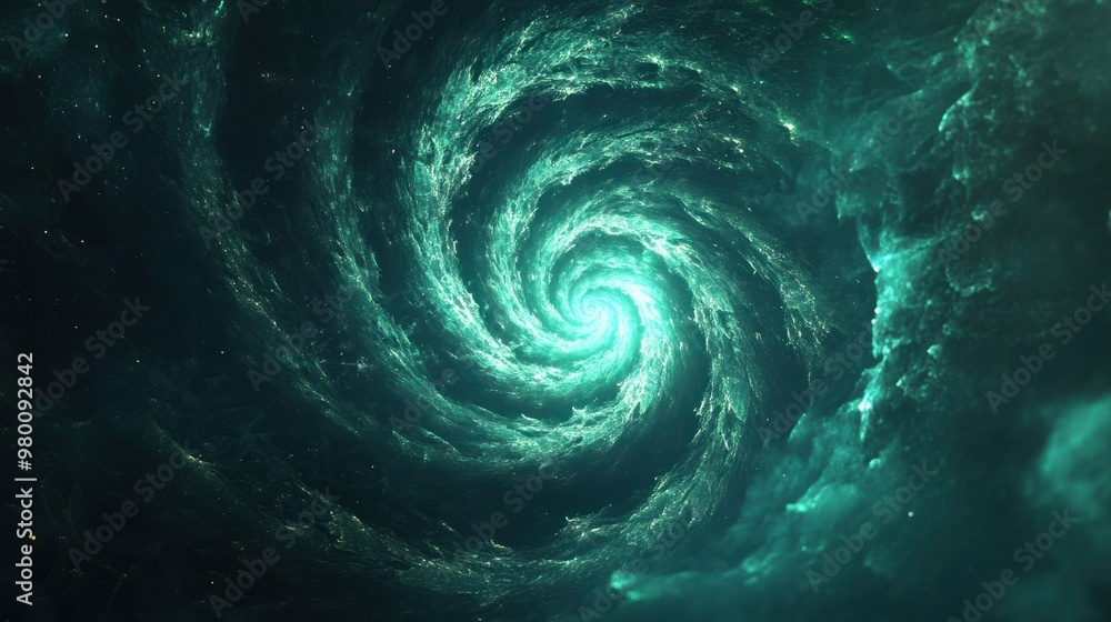 Φωτογραφία A glowing green spiral of light forming in the center, giving a hypnotic and futuristic visual effect