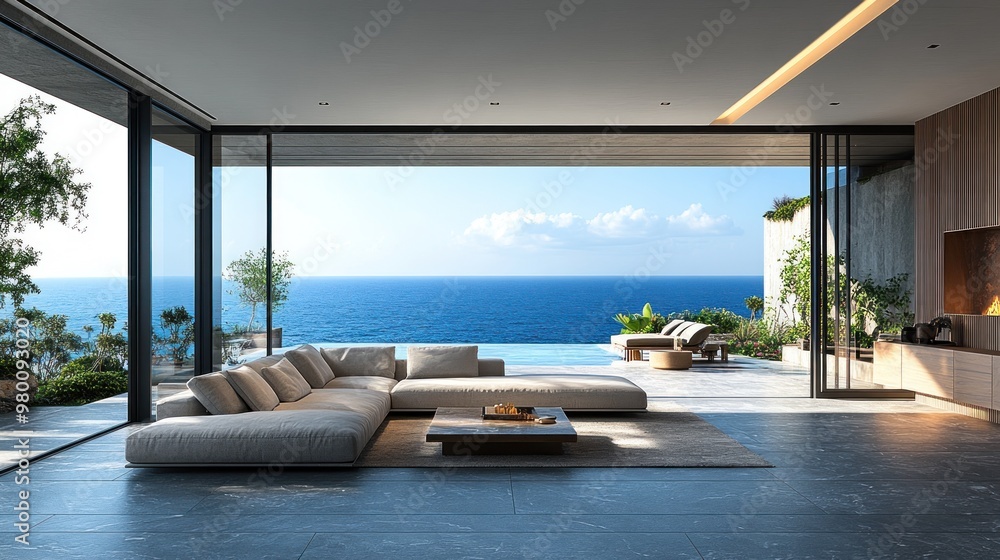 Fototapeta premium Modern Villa with Ocean View