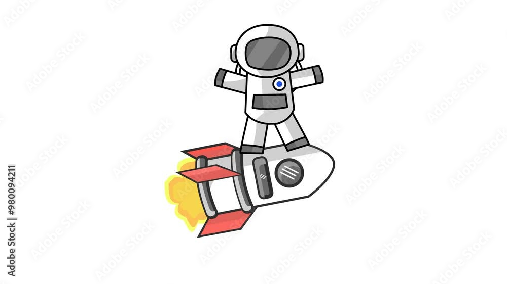 A cute astronaut riding a rocket cartoon animation in transparent background. Seamless looping. Alpha channel A cute astronaut riding a rocket cartoon animation in transparent background. Seamless looping. Alpha channel