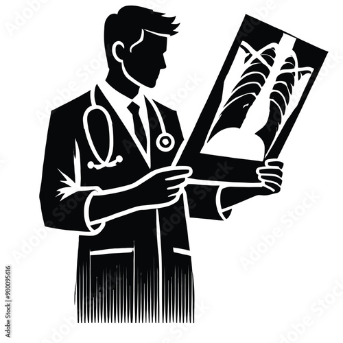 Radiologist Analyzing X-ray Silhouette