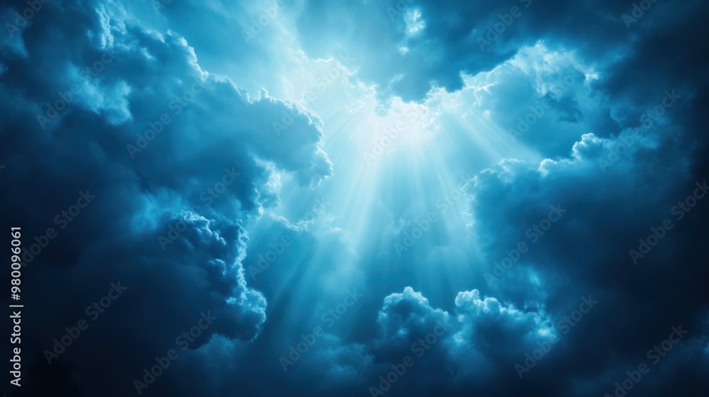 Bright blue light rays piercing through a cloudy mist, illuminating the surroundings in an ethereal glow. Bright blue light rays piercing through a cloudy mist, illuminating the surroundings in an ethereal glow.