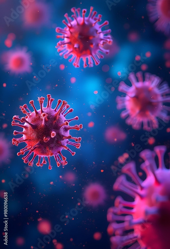 A microscopic view of a human immune system fighting with virus, bacteria