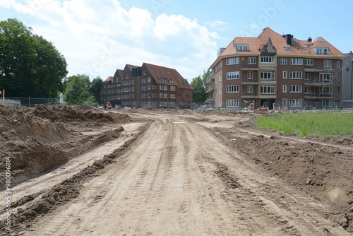 A Dirt Road Leading to a Residential Development Under Construction